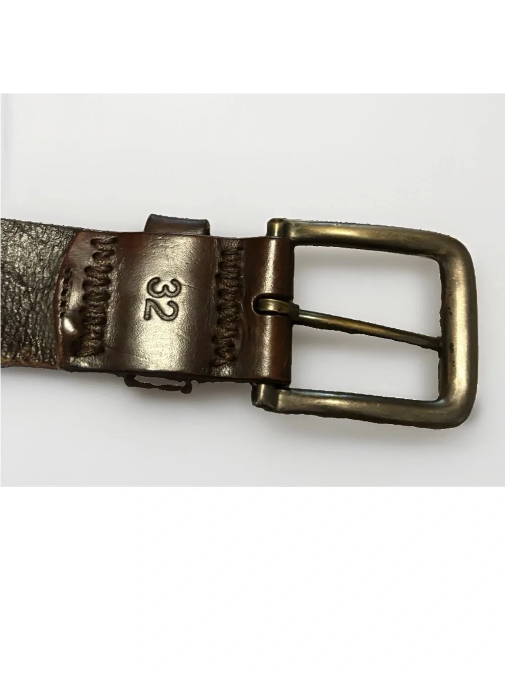 Vintage Abercrombie & Fitch Brown Leather Embossed Store Logo Moose Belt 32”
